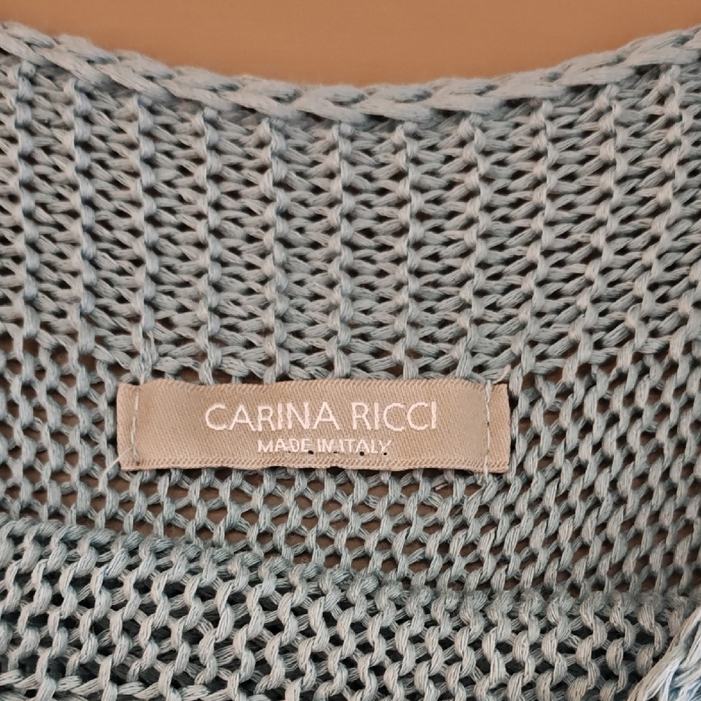 Women's Turquoise Knit Blouse With Opening In Shoulders